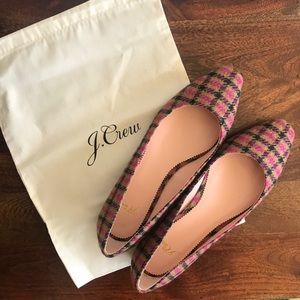 J. CREW NWOB Carolyn Skimmer Flats in Plaid Wool